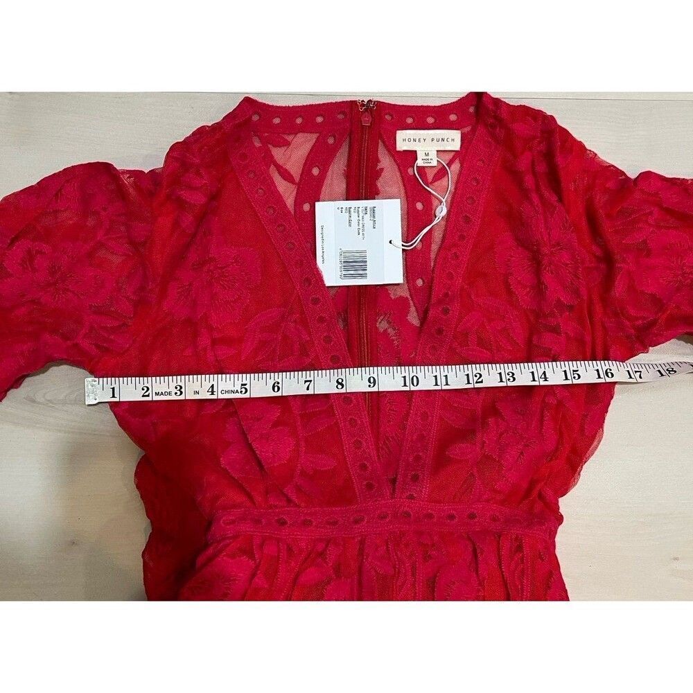 NEW Anthropologie Red Romantic Fairy Boho Coquette Soft Girl Dainty Lace Dress - Picture 10 of 10